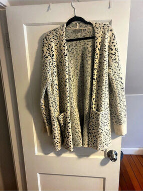 Evolution Leopard Print Open Front Cardigan Size XL